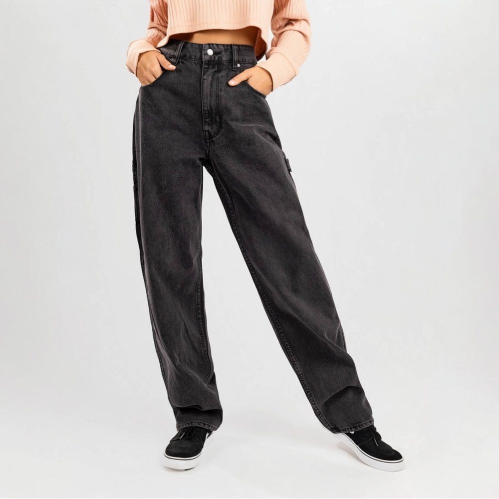 Empyre Tori 90s Carpenter Jeans Size 4 Charcoal Wash Sk8 Wide Leg High Rise Gray